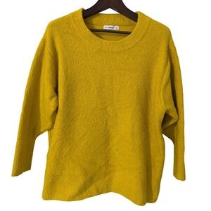 ZARA‎ KNIT Women Mustard Yellow Crew Neck Long Sleeve Sweater Top Size S